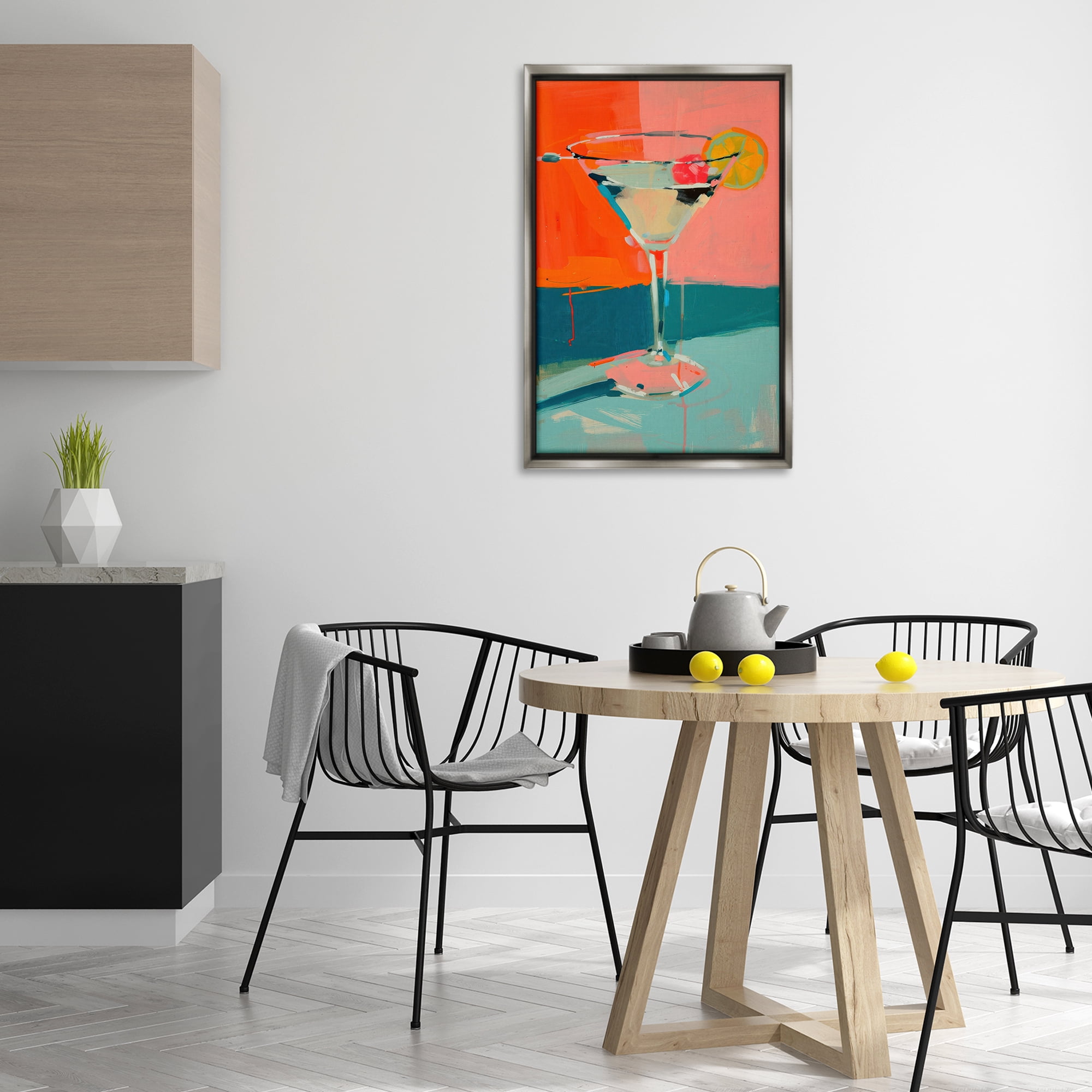 Stupell Industries Modern Cocktail Time Food & Beverage Painting Gray Floater Framed Canvas Art Print Wall Art, 21 x 31