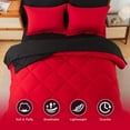 thumbnail image 2 of Bed in a Bag Full Reversible Comforter Sets 7pcs All Season Down Alternative Bedding Sets Red and Black with Comforter, Pillow Shams, Flat Sheet, Fitted Sheet and Pillowcase, 2 of 14