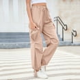 thumbnail image 3 of Women's Wide Leg Cargo Pants Baggy Smocked Waist Fashion Pants With Pockets, 3 of 5