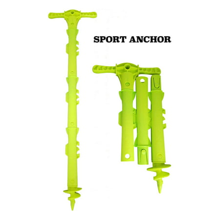 New Sport Sand Shallow Water Beach Anchor by SandShark. Boats, Pontoons, PWC, Kayak. Patent Pending Design. Snaps Together, Easy Storage, Easy to Use. 4' (Best Used Pontoon Boats)