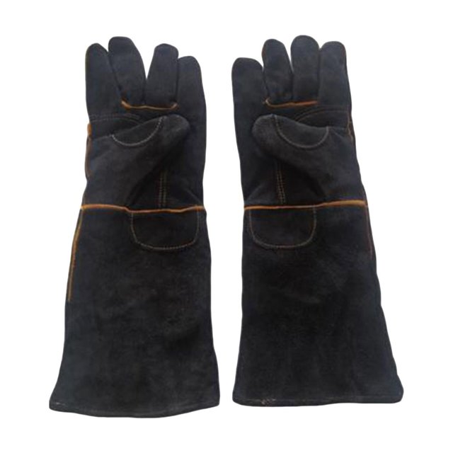 Guantes de cuero reforzado para manipulación de animales, suministros para mascotas, protección para loros Negro y L