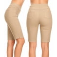 thumbnail image 4 of 2 Pack Women's Knee Length Bermuda Shorts Pull On Elastic Waist Stretch Fit Side Slit Size S-3XL Plus  Size  Available, 4 of 5