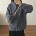 thumbnail image 4 of Abrigos de felpa para mujer, cuello alto, manga larga, sudaderas con capucha de polar sólido, cárdigans, chaquetas vintage casuales de gran tamaño, blusas holgadas para mujer, 4 of 5