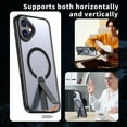 thumbnail image 2 of for iPhone 16 Case with Stand, Compatible with MagSafe, Magnetic Kickstand Case for iPhone 16, Military-Grade Protection Shockproof Case, Clear Acrylic + Soft TPU Material, Black, 2 of 6