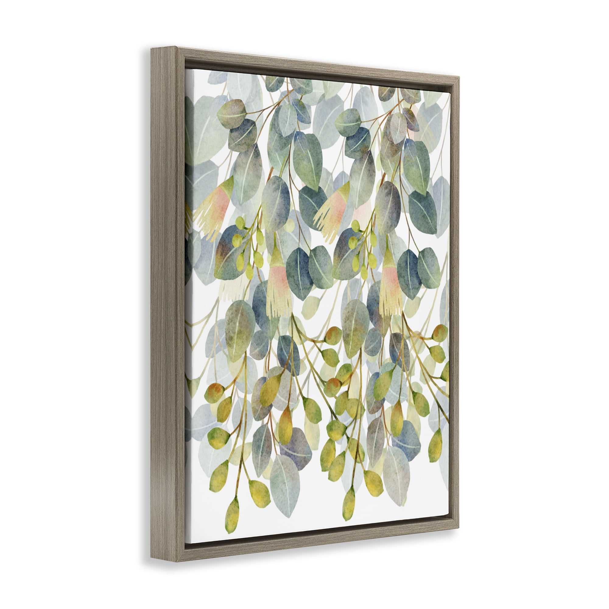 Stupell Industries Suspended Ivy Leaves Brown Framed Floater Canvas Wall Art, design by Marcus Prime