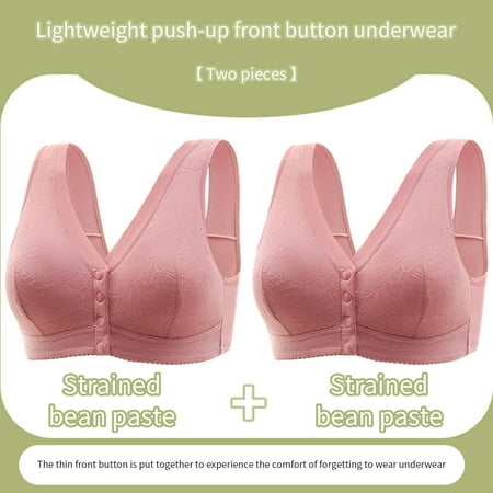 Ndbuld Christmas Gift Women s Plus Size Sexy Non-Magnetic Non-Steel Ring Gathering Bra  Button Front Opening Bra Thin Cups and Adjustable Sexy Lace Bra Lingerie Red M-4XL L