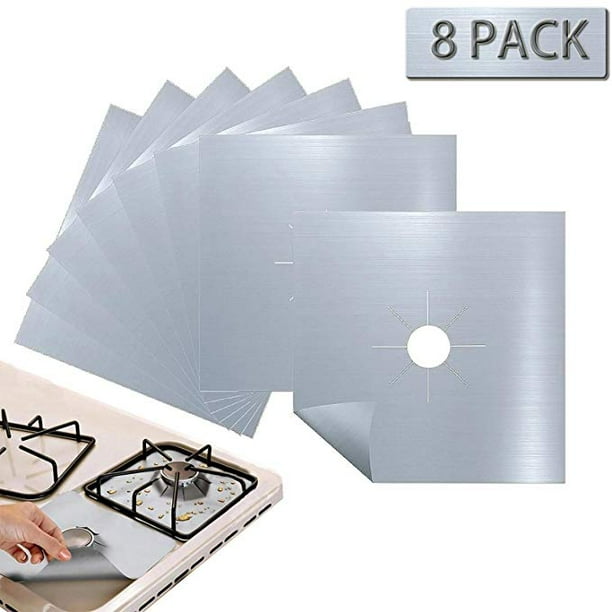 8Pack Silver Stove Burner Covers Gas Range Protectors Gas Cooktop