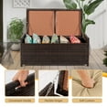 thumbnail image 3 of Tappio Multifunctional Wicker Deck Box, All-Weather 55 Gallon Outdoor Storage Box with Cushions, Storage Bench Rattan Storage Bin for for Pool Tools, Outdoor Equipments and Garden Tools, Black, 3 of 5