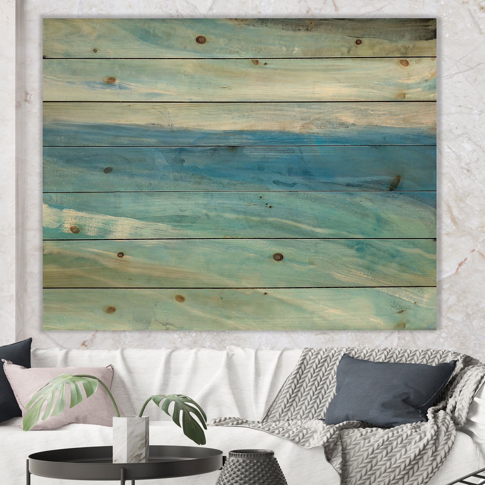Designart 'From the Shore' Traditional Print on Natural Pine Wood