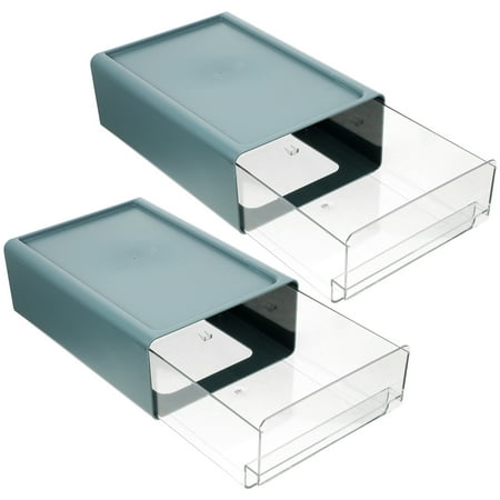 

TOYMYTOY 2PCS Visible Drawer-type Storage Box Table Files Storage Box Desktop Storage Drawer