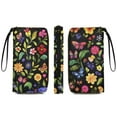 thumbnail image 2 of Womens Wallet Bifold Ladies Cluth Bag Wristlet Wrist Strap Long Purse Butterfly Flower Design, 2 of 6