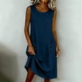 thumbnail image 7 of fheaev Women's Midi Dress Sleeveless Crew Neck Button Pocket Loose Casual Summer for Everyday Navy S, 7 of 7