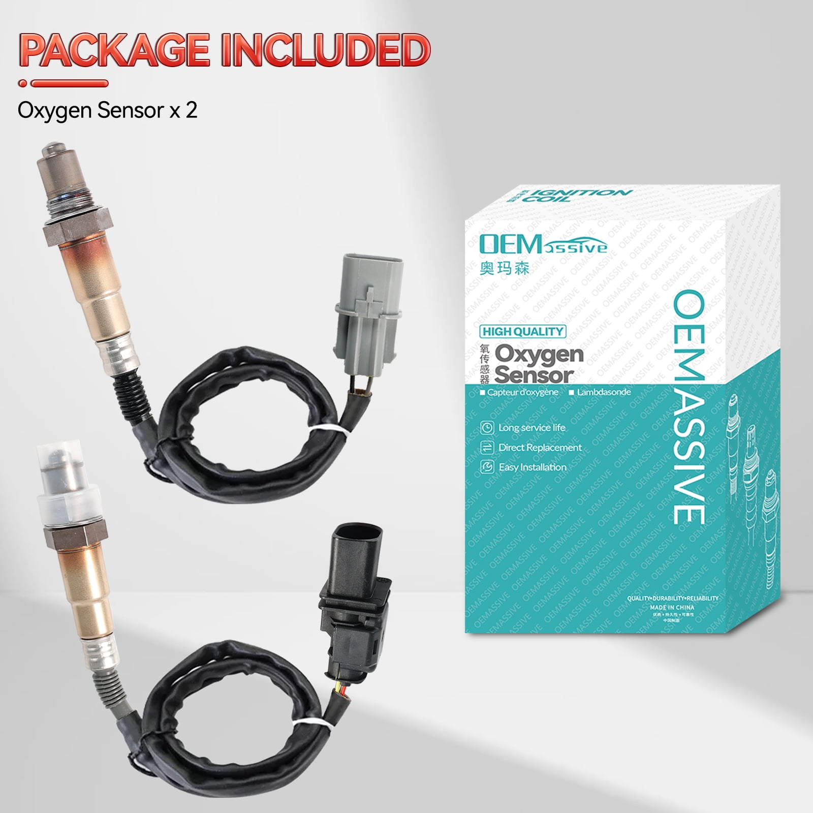 OEMASSIVE 2Pcs Oxygen Sensor for 2012-2017 Hyundai Accent Veloster Kia Rio 1.6L Front+Rear