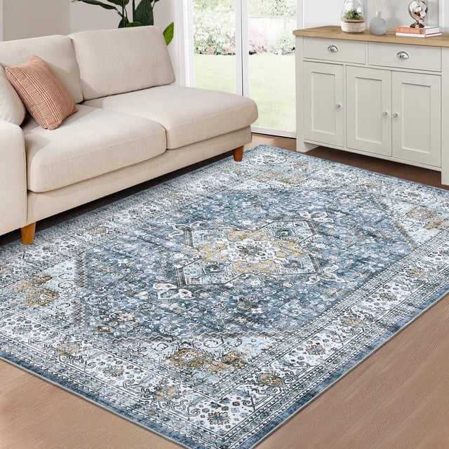 2025 New Washable Runner Rug, 5 x 7 (8 x 10, 9 x 12) Feet Hallway Rug Runner Long Entryway Rug, Low-Pile Accent Rug for Bedroom, Non-Slip Soft Carpet Runner Throw Rugs for Bathroom Laundry Room
