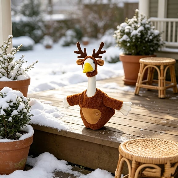 Porch Goose Costume Reindeer Clothing Outdoor Garden Decor Cover Large Goose Outfit Christmas Holiday Ornament Lawn Patio Yard Decoration Collectible Geese Display Winter Accent
