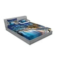 thumbnail image 2 of Ambesonne Landscape Fitted Sheet & Pillow Sham Set, View of New York City, Full, Multicolor, 2 of 2