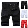 thumbnail image 2 of VERUGU Jean Shorts Men's Ripped Trunks Stretchy Washed Jeans Trunks Cut-Off Classic Fits Biker Jeans Trunks Red 4XL, 2 of 5