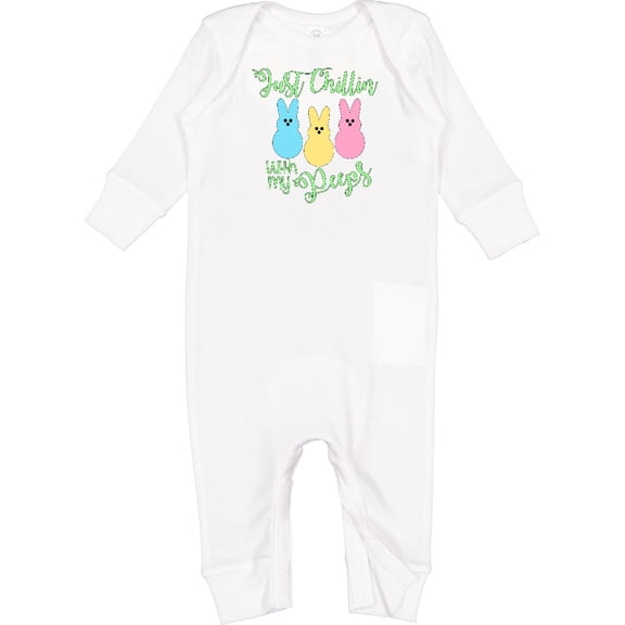 Inktastic Funny Easter Just Chillin' with My Peeps Baby Romper Coveralls