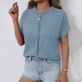 thumbnail image 4 of Antinious Summer Tops for Women Trendy,Sweatshirt for Women,Ladies Solid Crewneck Short Sleeved T-shirt,Light Blue,XL, 4 of 5