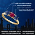 thumbnail image 2 of Gem Stone King 10K Yellow Gold Red Created Ruby and Blue Created Sapphire Engagement Ring for Women | 1.80 Cttw | Round 5MM | Gemstone July Birthstone | Size 5, 2 of 6