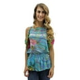 thumbnail image 2 of Turquoise Multicolor Cold Shoulder Chiffon Top Size Small, 2 of 2