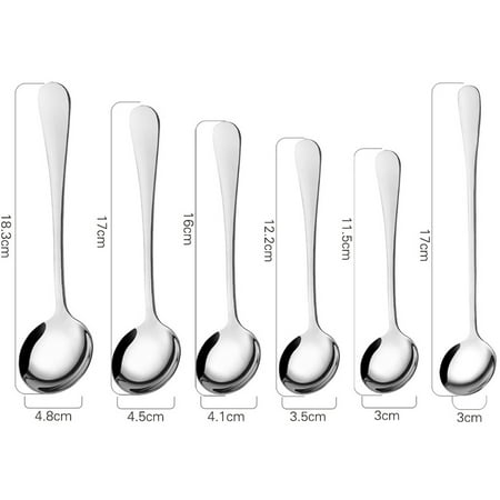 

6Pcs Round Long Handle Soup Coffee Spoons Ice Cream Spoon Stainless Steel Cocktail Stirring Spoons Table Middle Spoons with Stainless Steel