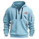 thumbnail image 4 of Sudadera con capucha para hombre, con estampado de bolsillo, media cremallera, cordón ajustable, informal, deportiva, de manga larga, blusa de poliéster, 4 of 5