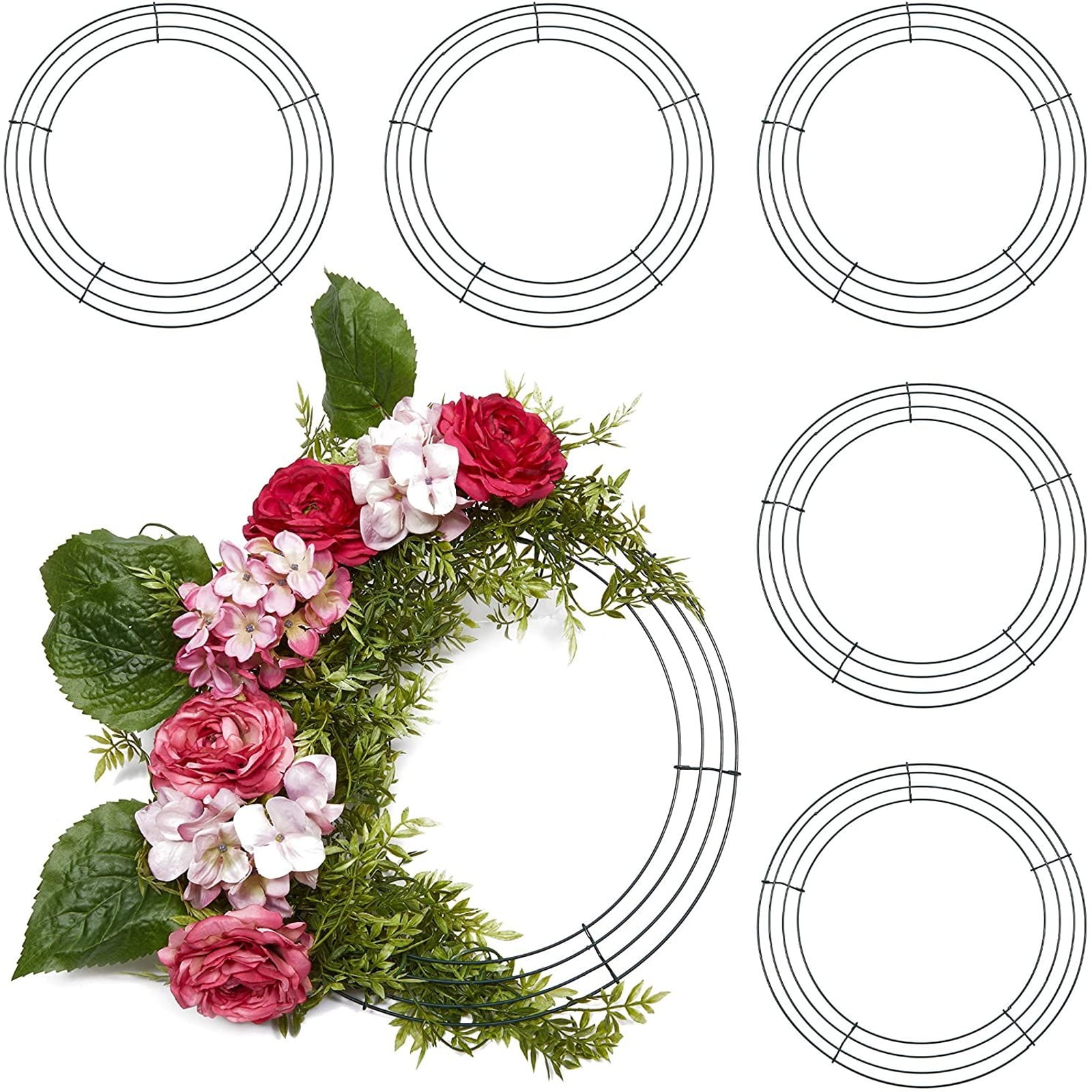 PACK of 12 WET FLORAL FOAM 16" FLORIST WREATH RING WITH PLASTIC BASE 