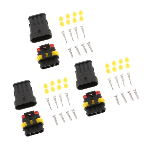 Enchufe de Conector Eléctrico Impermeable para Automóvil con Cable Marino AWG Paquete de 3