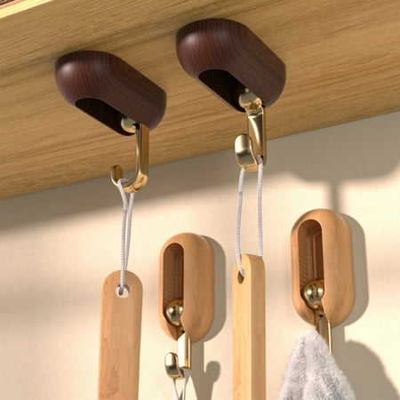 

Yesbay 4Pcs Sticky Hooks Strong Load-bearing No Punching Wall Mounted Self-Adhesive No-marking Organizer Hooks for Office