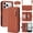 Brown, variant on Rugged Wallet Case for iPhone 17 Pro, PU Leather + TPU Phone Cover with Shoulder Strap Kickstand Zipper Pocket Card Slots Cash Pocket RFID Blocking & Hidden Make-up Mirror, Black
