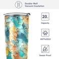 thumbnail image 4 of SKYSONIC Marble Pattern Tumbler Stainless Steel Double Wall Vacuum Reusable Insulated Mug with Straw and Built-in Coaste for Cold and Hot Beverages, 20oz, 4 of 7