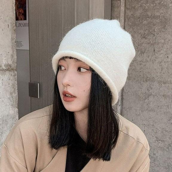 SikaFu Autumn Winter Wool Curling Hat Black Pullover Hat Knitted Beanie Women's Hat Winter Men Skullies Beanies Warm Casual Slouchy Hat