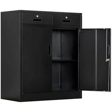 

AYFDEGT Metal Garage Cabinets，Metal File Cabinet with 1 Locking Drawers Lockable Cabinets for Office Home Garage Warehouse 36.2 H x 27.6 W x 15.7 D (Black)