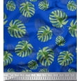 thumbnail image 1 of Soimoi Blue Cotton Jersey Fabric Monstera Leaves Print Fabric by the Yard 58 Inch Wide, 1 of 3
