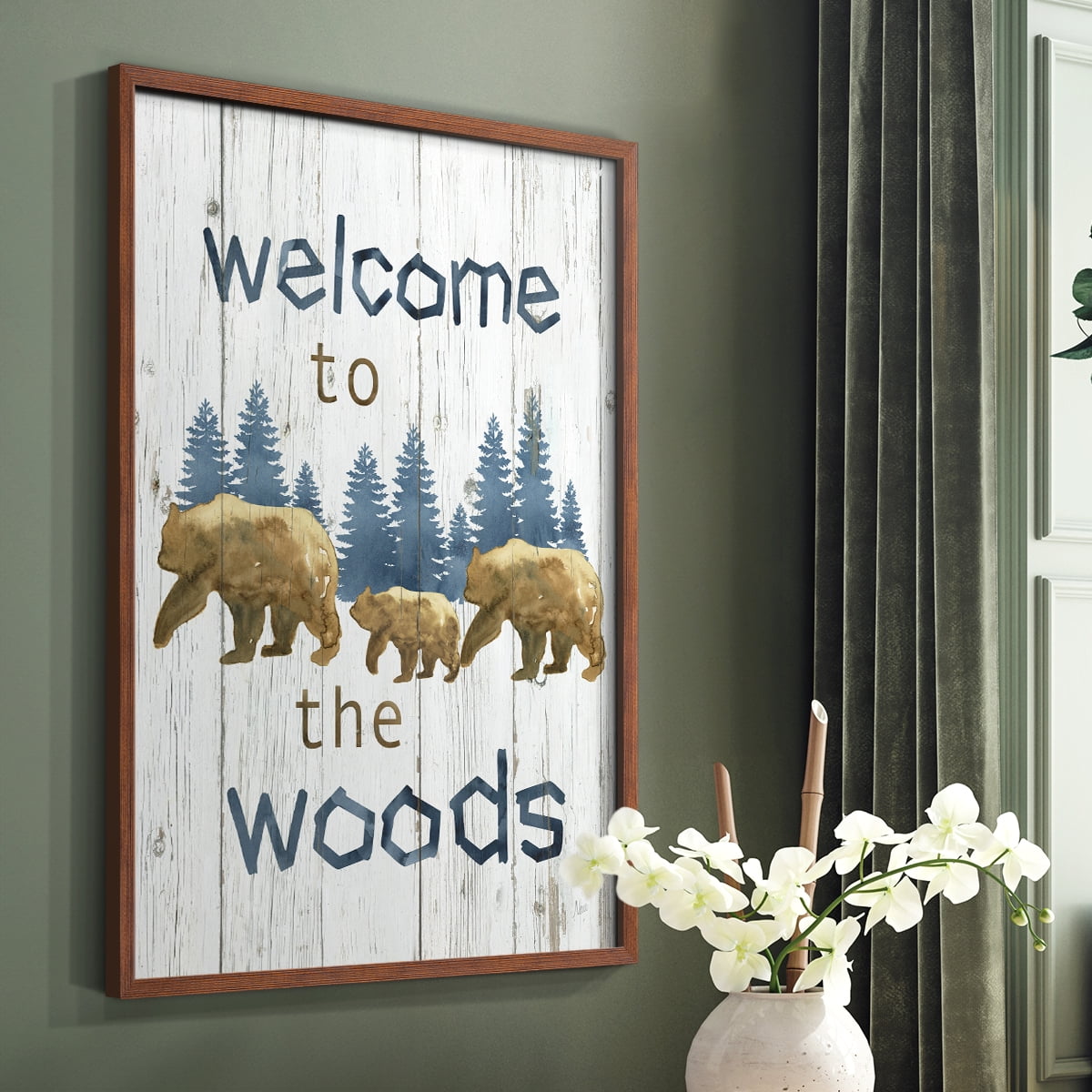 Welcome to the Woods Framed Print in Brown Solid Wood 11 x 14 Framed Print