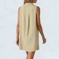 thumbnail image 5 of ClodeEU Women's Sleeveless Collared Shirt Dress, Casual Solid Color Ruffled Hem Tunic Mini Dress Khaki,Women's Plus XL, 5 of 6