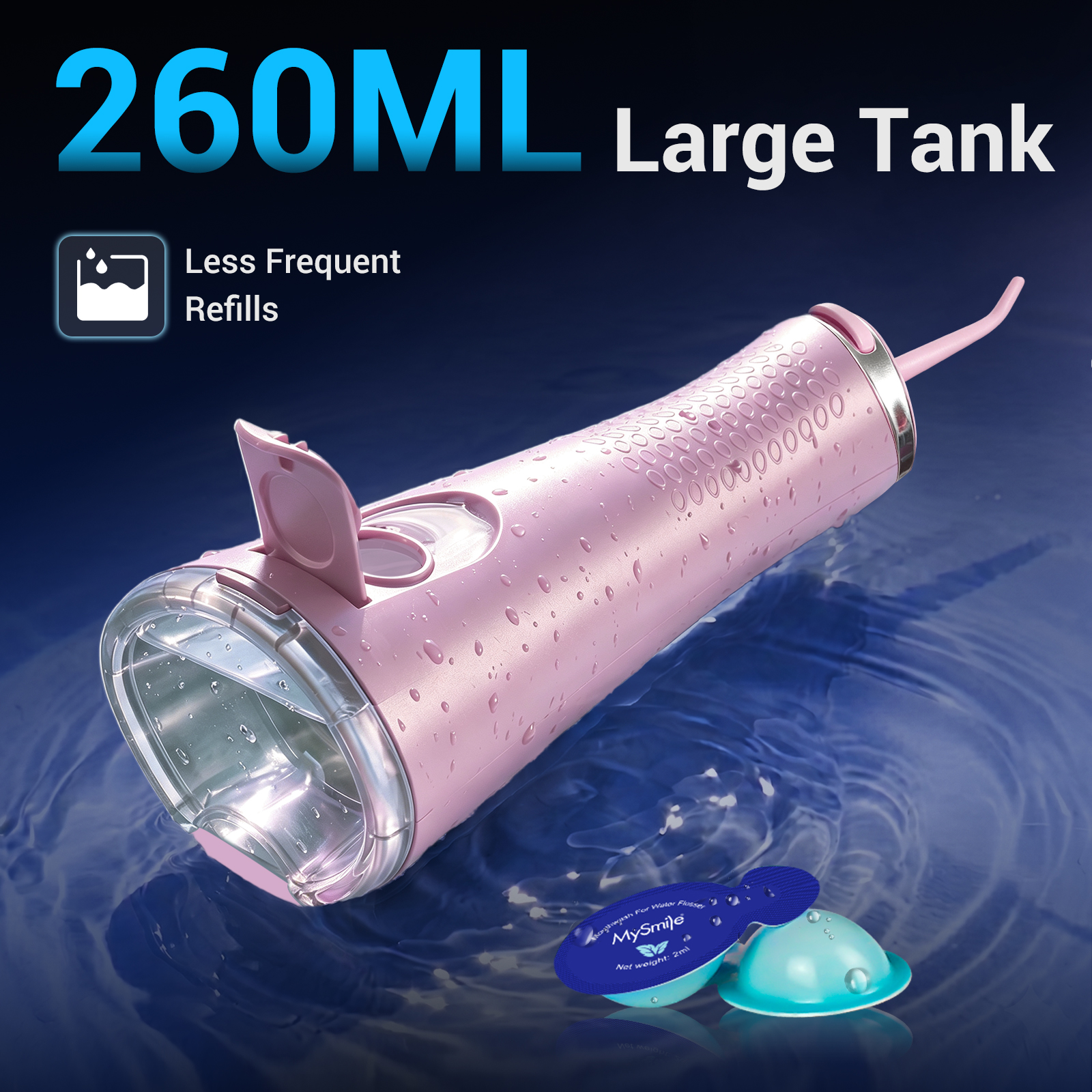 MySmile LP211 Cordless Water Flosser, 5 Modes, Pink photo 4