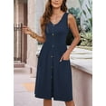 thumbnail image 5 of Women Summer Dresses Sleeveless Casual Loose Swing Button Down Midi Dress with Pockets Sapphire S, 5 of 7