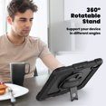 thumbnail image 4 of Case for iPad Air 11 Inch M3 2025/M2 2024 (7th/6th Gen) with Screen Protector, 360 Degree Rotating Kickstand Hand Strap Heavy Duty Shockproof Cover with Shoulder Strap, Black, 4 of 7