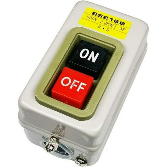 Motor Start Push Button Switch, 10A AC 220V/230V/380V 3P Motor On/Off Switch Self-Locking Equipment Control Station