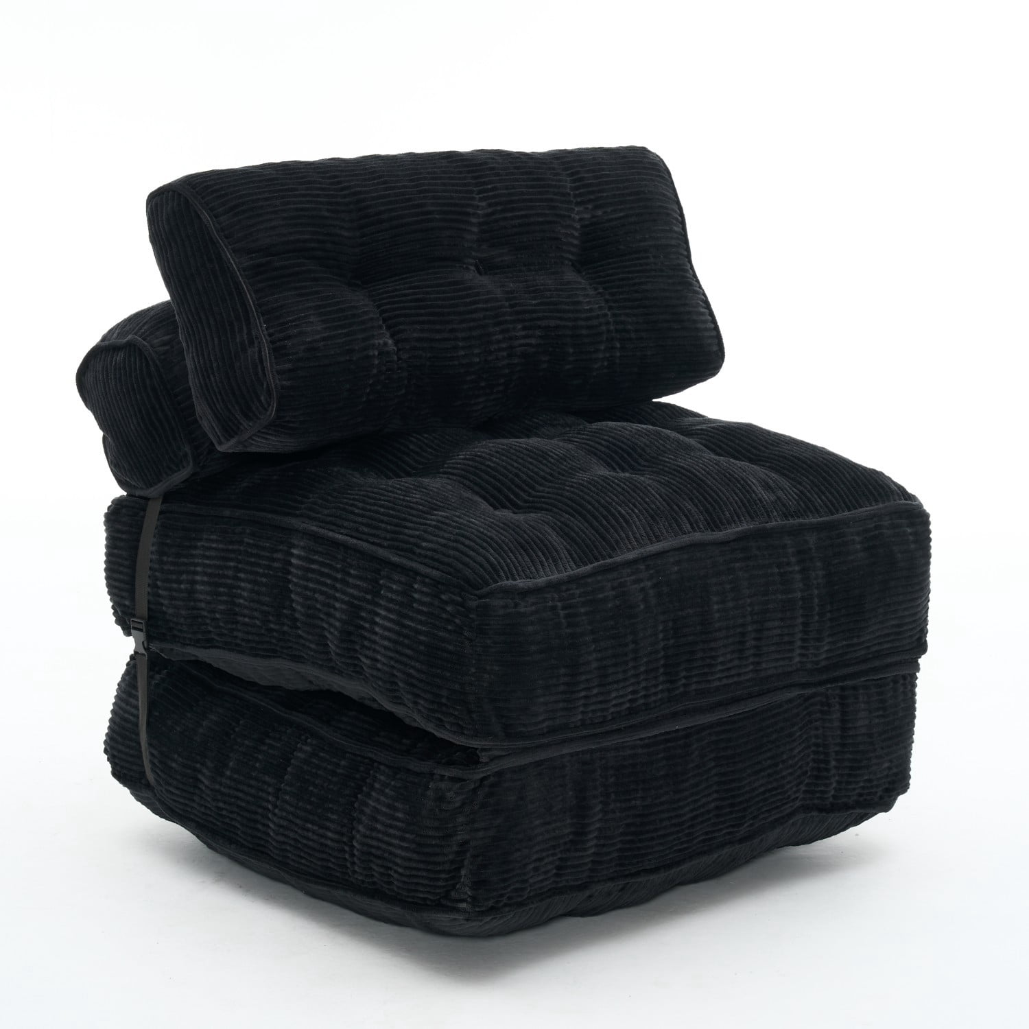 Folding Sofa Bed, Convertible Sleeper Chair Bed with Headrest & Lumbar Pillow, Foldable Floor Sofa Mattress for Living Room, Bedroom, Small Space, Black
