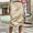 Khaki, variant on DJskiyers Women's High Waisted Drawstring Cargo Long Skirt Knee Length Side Split Denim Skirts with Cargo Pockets