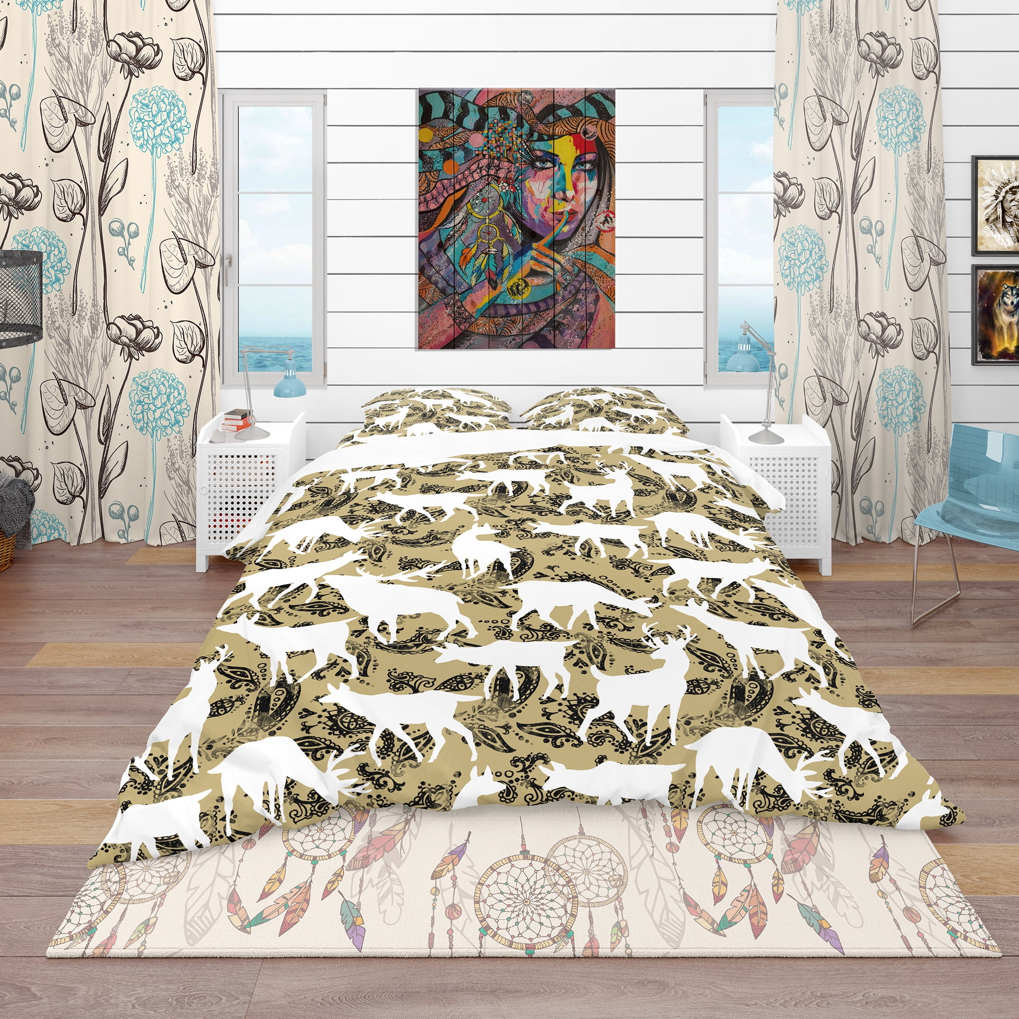 Designart 'Wild Animals Pattern' Bohemian & Eclectic Duvet Cover Set