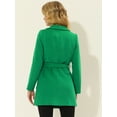 thumbnail image 4 of Abrigo De Solapa Con Cinturón De Invierno Con Bolsillos Cuello Chal Para Mujeres Verde Oscuro L, 4 of 6