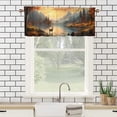 thumbnail image 3 of Deer Printed Window Curtains Valances for Kitchen Wild Animal Sunset Foggy Forest Rustic Farmhouse Cabin Hunting Safari Rod Pocket Valances for Bedroom Living Room Dining Room 54 by 18 in, 1 Panel, 3 of 6