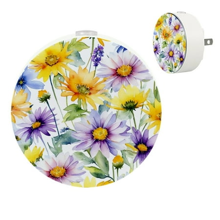 

YZUOUZY Night Light Lamps for Bedroom Bedroom Lamps Set of 2 Watercolor Camomile Blue Flowers