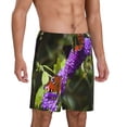 thumbnail image 2 of Pofeuu butterfly bush flower Print Men's Soft Woven Elastic Waistband Sleep Pajama Short-Large, 2 of 6