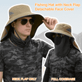 thumbnail image 2 of Sun Hats, Breathable Wide Brim Fishing Hat, UPF 50+ UV Protection Bucket Hat with Neck Flap and Removable Face Cover for Fishing Hiking Men Women, Khaki, 2 of 8