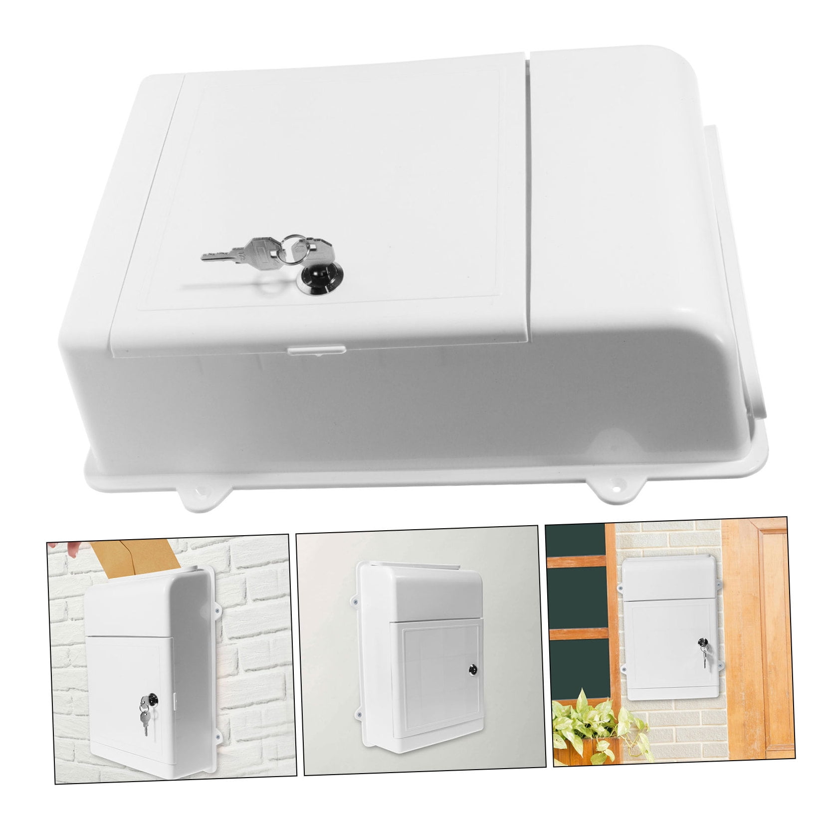 IBASETOY White Wall Mounted Mailbox with Lock for Mail Storage and Suggestion Collection